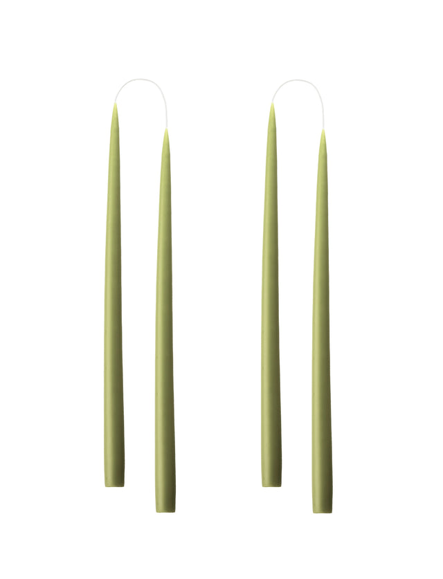 Konische Stabkerze in Olive, 35 Zentimeter hoch