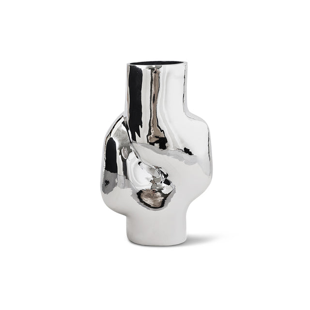 GLEAM Glass High Vase in Chrome | HKLIVING
