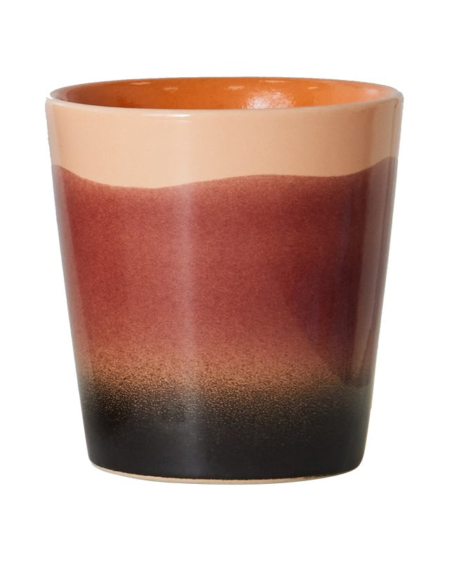 Kaffeebecher GROUNDING in rise: Apricot oben, Rotbraun in der Mitte, schwarzer Fuß