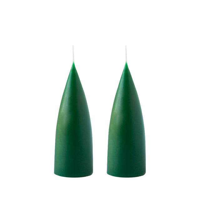 Konische Stumpenkerze in Bottle Green, 16 Zentimeter hoch