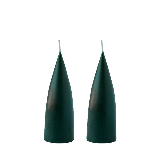 Konische Stumpenkerze in Forest Green, 16 Zentimeter hoch