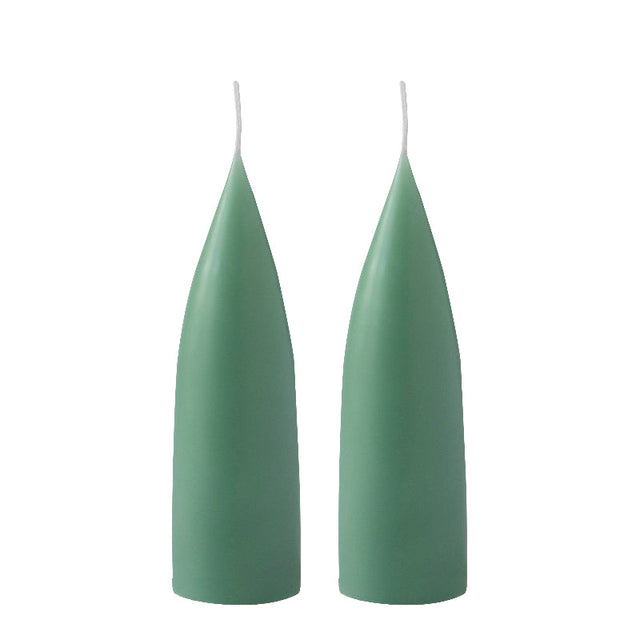 Hohe konische Stumpenkerze in Dark Reseda Green, 20 Zentimeter hoch