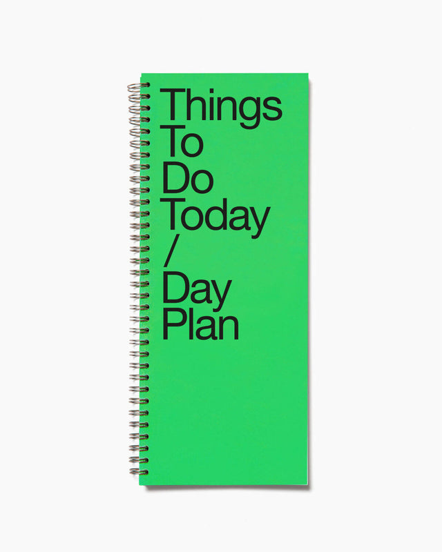 To-do-Block Things To Do von Marjolein Delhaas in Grün, Cover mit Aufdruck Things To Do Today / Day Plan und Spiralbindung