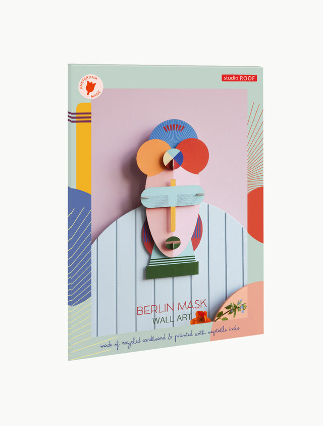 Bunte Wanddeko BERLIN | Wandmaske aus Karton