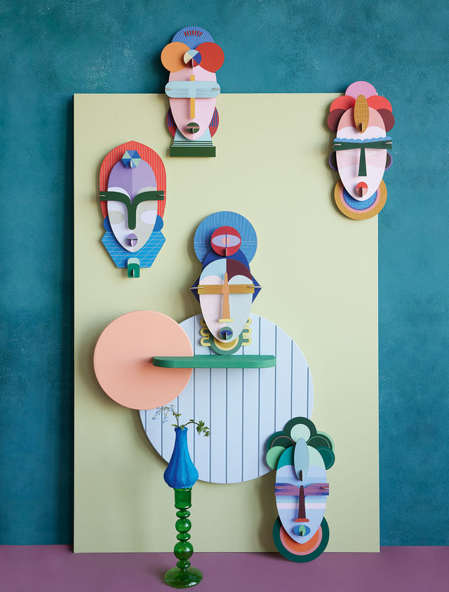 Bunte Wanddeko BROOKLYN | Wandmaske aus Karton