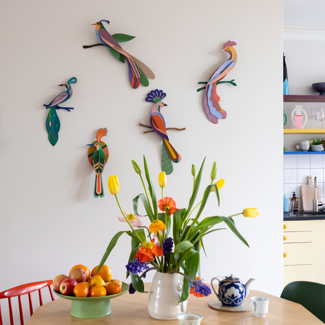 Wanddeko NIAS | Bunter Vogel aus Karton für die Wand