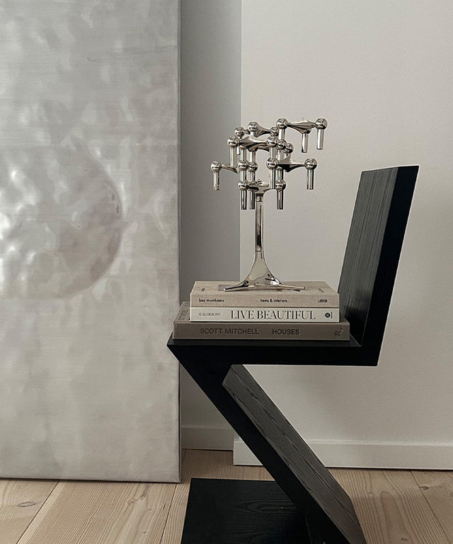 STOFF Nagel Kerzenständer für 3 schmale Kerzen | CHROME