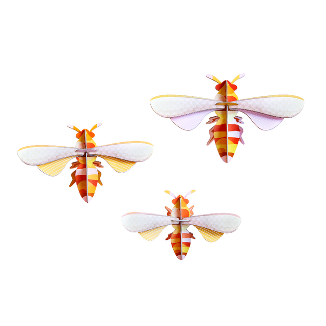 Wanddeko BIG HONEY BEES - Ste of 3 | Bunte Honigbienen aus Karton