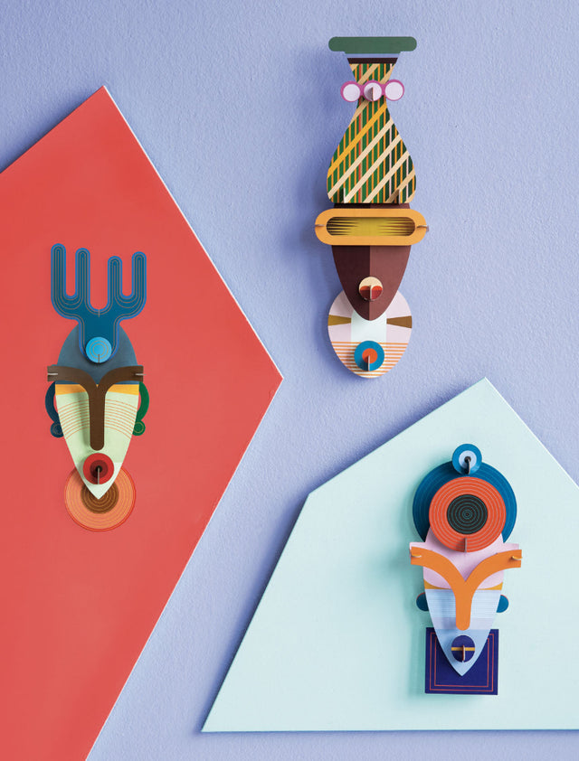 Bunte Wanddeko LAMU | Wandmaske aus Karton