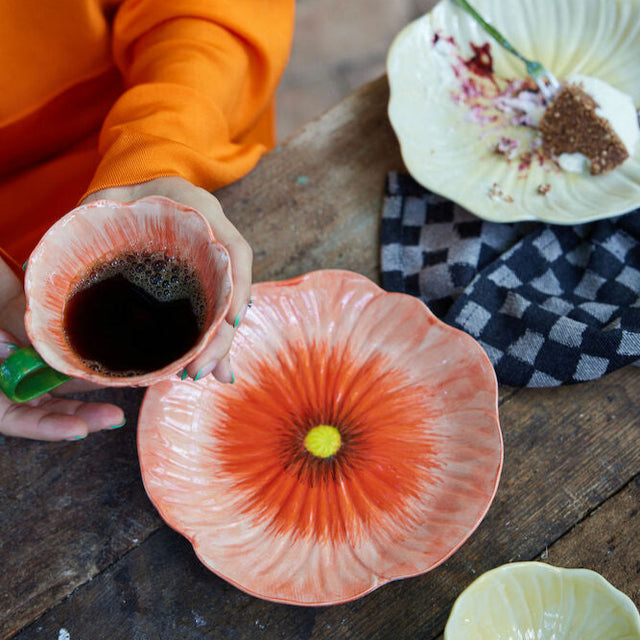 Kleiner Teller POPPY aus Steingut | Rot