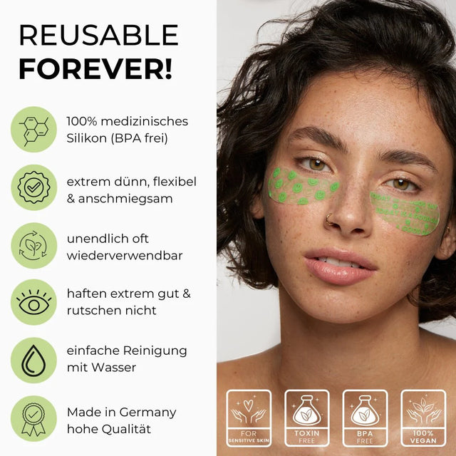 Wiederverwendbare Augenpads aus Silikon + Eye Serum 5 ml