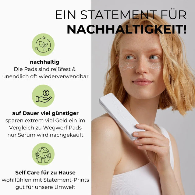 Wiederverwendbare Augenpads aus Silikon + Eye Serum 5 ml