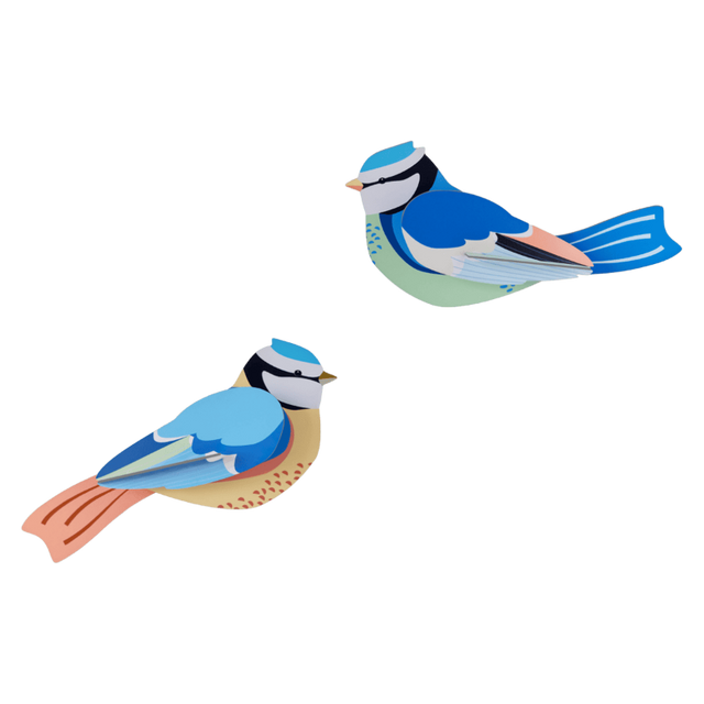 Bunte Wanddeko BLUE TITS | Bunte Blaumeisen aus Karton