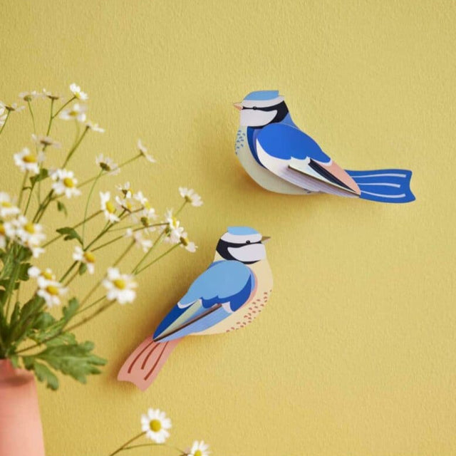 Bunte Wanddeko BLUE TITS | Bunte Blaumeisen aus Karton