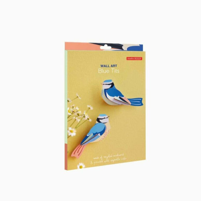 Bunte Wanddeko BLUE TITS | Bunte Blaumeisen aus Karton
