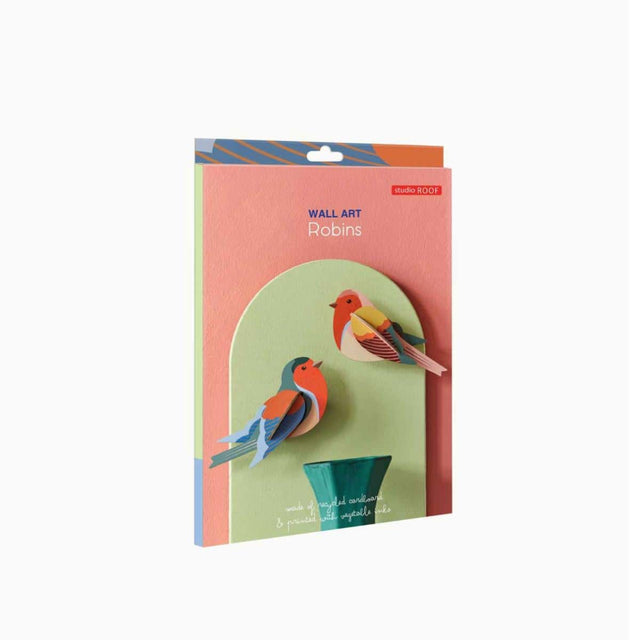 Bunte Wanddeko ROBINS | Bunte Rotkehlchen aus Karton