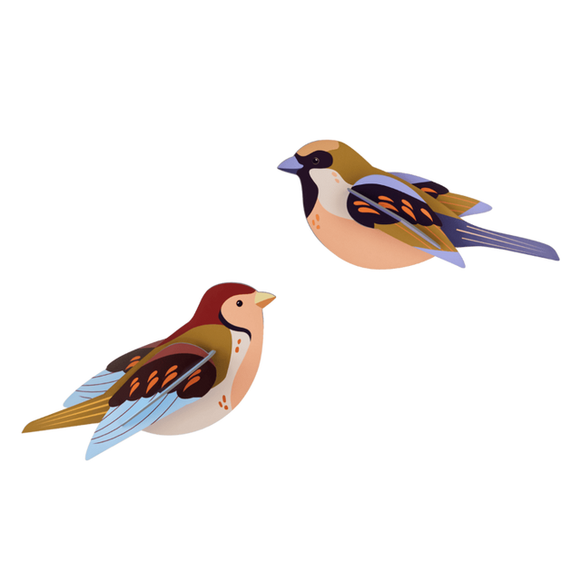 Bunte Wanddeko SPARROWS | Bunte Spatzen aus Karton