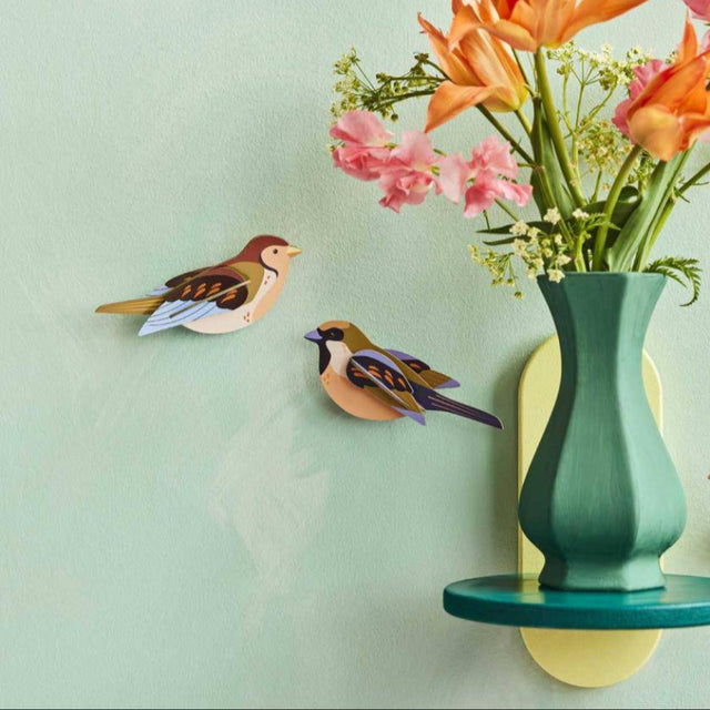 Bunte Wanddeko SPARROWS | Bunte Spatzen aus Karton