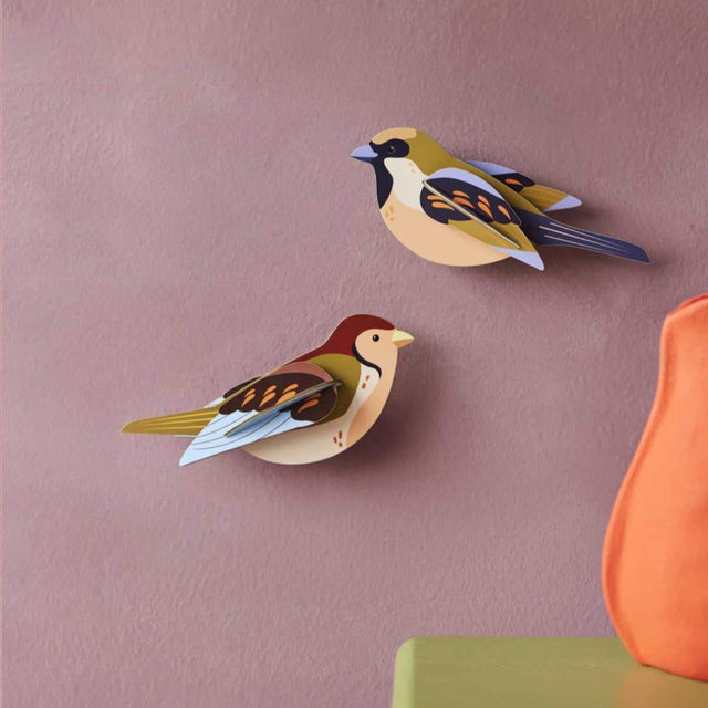 Bunte Wanddeko SPARROWS | Bunte Spatzen aus Karton