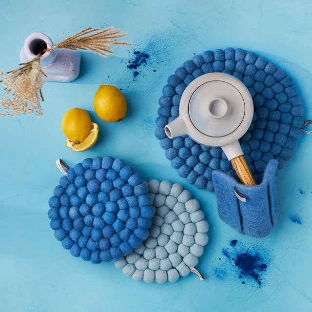 Großer Topfuntersetzer aus Filzkugeln | 25 cm