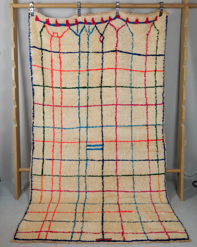 Azilal Colourful Grid | Bunte Linien auf cremefarbenem Grund
