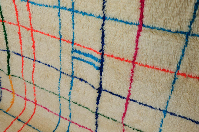 Azilal Colourful Grid | Bunte Linien auf cremefarbenem Grund