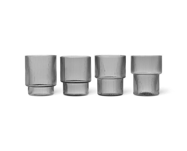 Ripple-Set aus 4 Gläsern in Smoked Grey | ferm LIVING