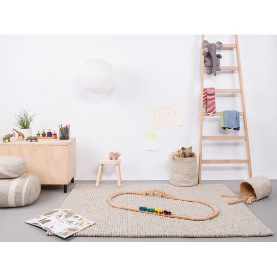 Filzkugelteppich BELA | Eckig | Beige meliert