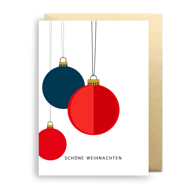 Weihnachts-Klappkarte 3D | Bunte Weihnachtskugeln "Schöne Weihnachten"
