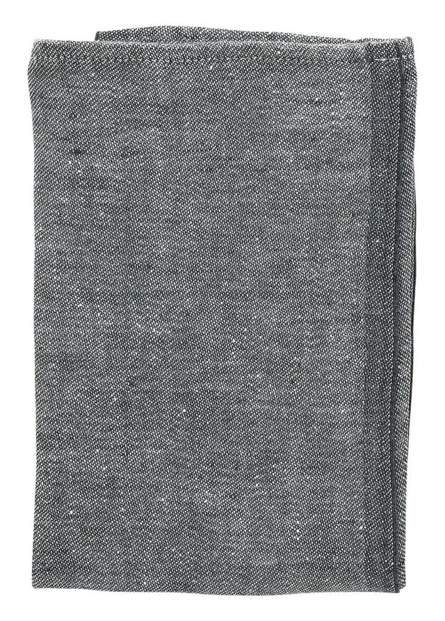 Leinenserviette flach gefaltet in grau meliert.