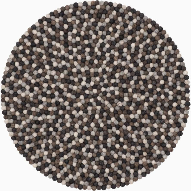 Filzkugelteppich RUND | Natur Dunkel Multi