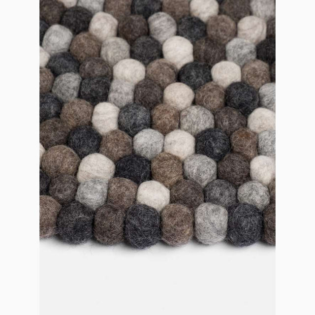 Filzkugelteppich RUND | Natur Dunkel Multi