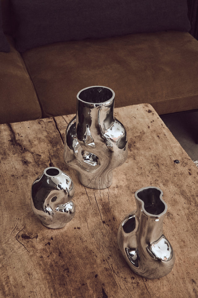 GLEAM Glass High Vase in Chrome | HKLIVING