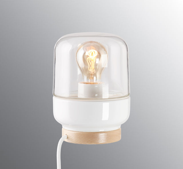 OHM Table 140/190 WK | Weiße Tischleuchte mit klarem Opalglas