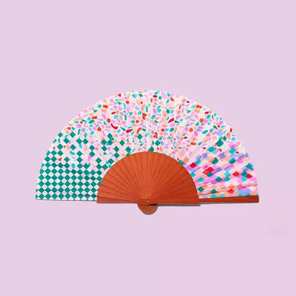 Schicker spanischer Fächer aus Baumwolle und Holz | Gaudí