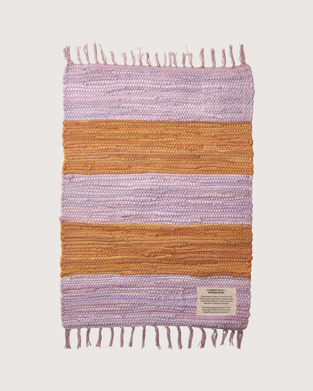 Kleiner gestreifter Chindi-Webteppich | CREME & BABY LAVENDER