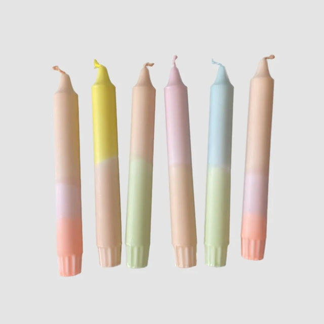 Pastellige DIP DYE-Kerzen aus Stearin | Kerzenset aus 6 Stück