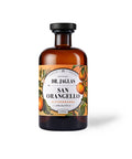 Braunglasflasche Dr. Jaglas San Orangello, Bitterorange alkoholfrei, mit orangem Etikett vor weißem Hintergrund