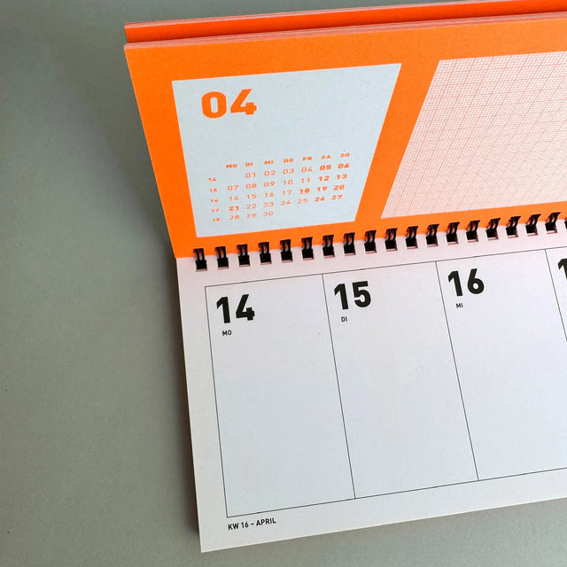 Neonorangener Tischkalender 2025