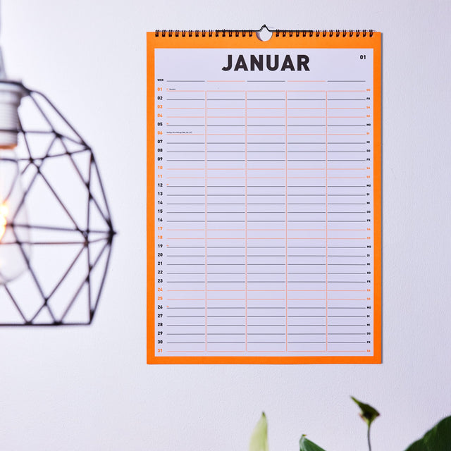 Familienkalender 2027 in Neonorange von FOX&POET