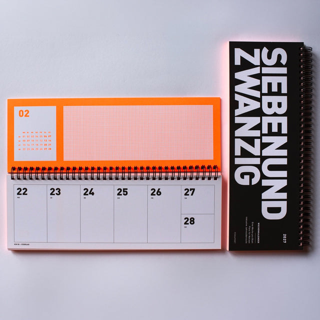 Tischkalender 2027 in Neonorange von FOX&POET