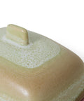 Detail des hellgrünen Knaufs und der Verlaufsglasur auf dem Deckel der Butterdose SKYLINE
