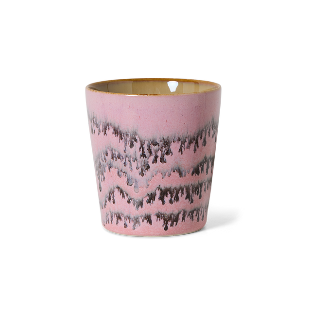 Kaffeebecher POP ART in bubble: Rosa mit dunklen, tropfenden Wellenlinien
