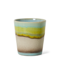 Kaffeebecher POP ART in glint: Gelber Streifen zwischen Hellblau und Sand