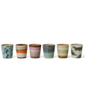 Die sechs Kaffeebecher SURREAL von HKliving: patina, burst, bloom, thicket, umber und tide