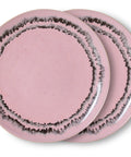 Zwei Dessertteller BUBBLE von HKliving, rosa Steinzeug mit dunklem handgemaltem Doppelring