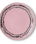 Dessertteller BUBBLE von oben, weiches Rosa mit ausgefranstem dunklem Ring