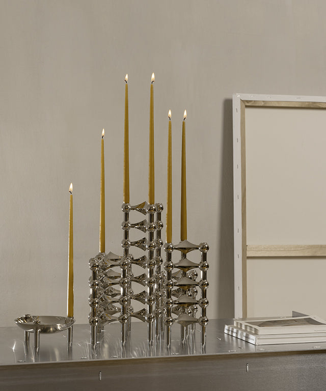 STOFF Nagel Kerzenhalter für 3 schmale Kerzen | CHROME