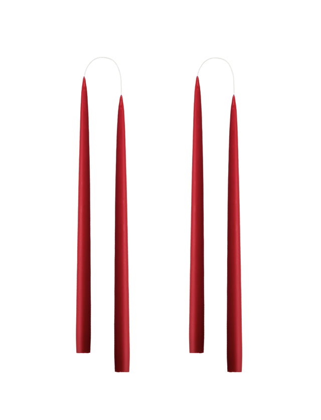 Konische Stabkerze in Dark Red, 35 Zentimeter hoch