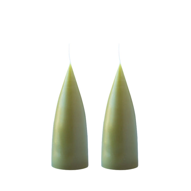 Konische Stumpenkerze 16 cm in Olive